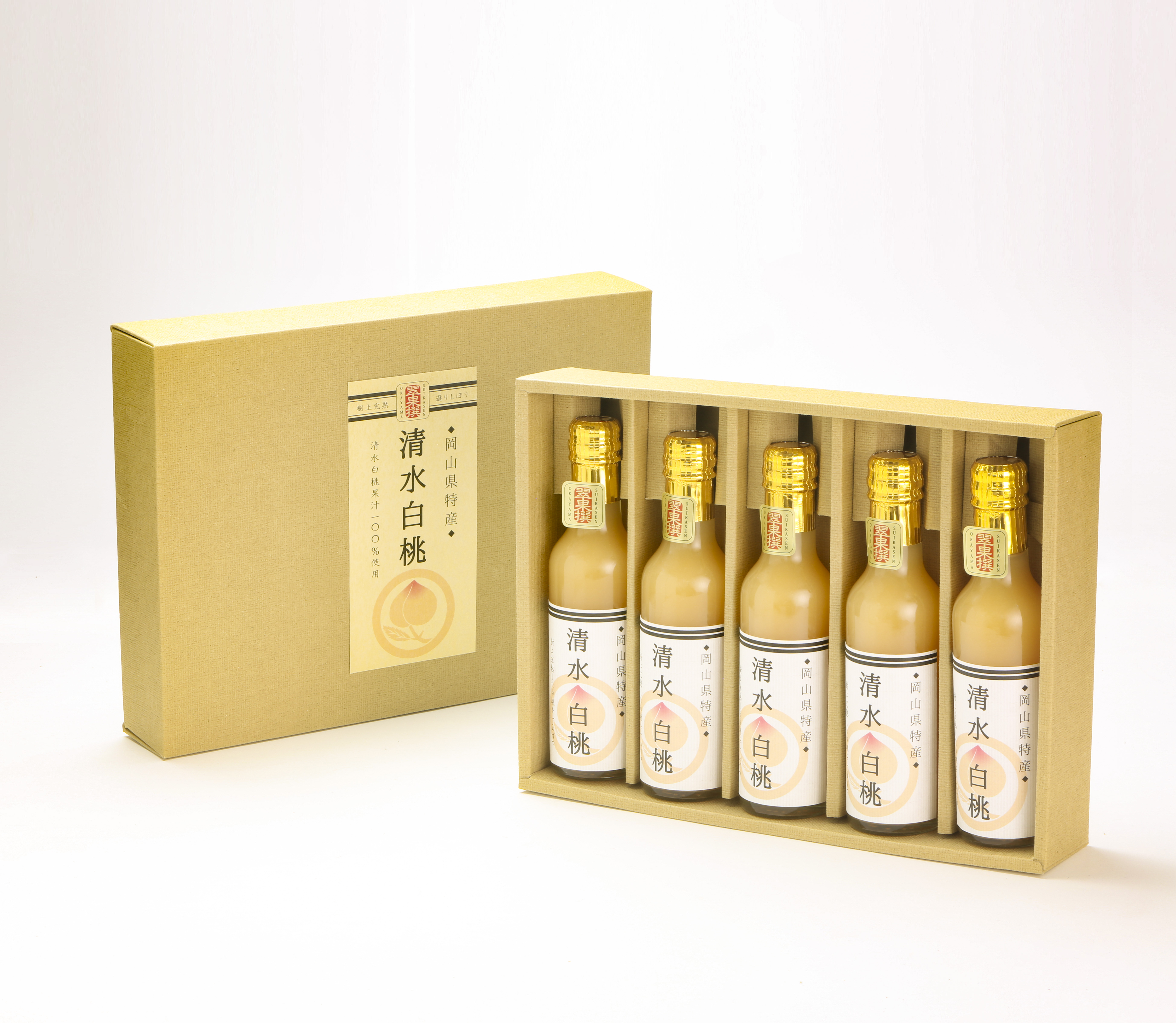 翠果撰　岡山清水白桃ドリンク　果汁60% 200ml×5本　化粧箱入り