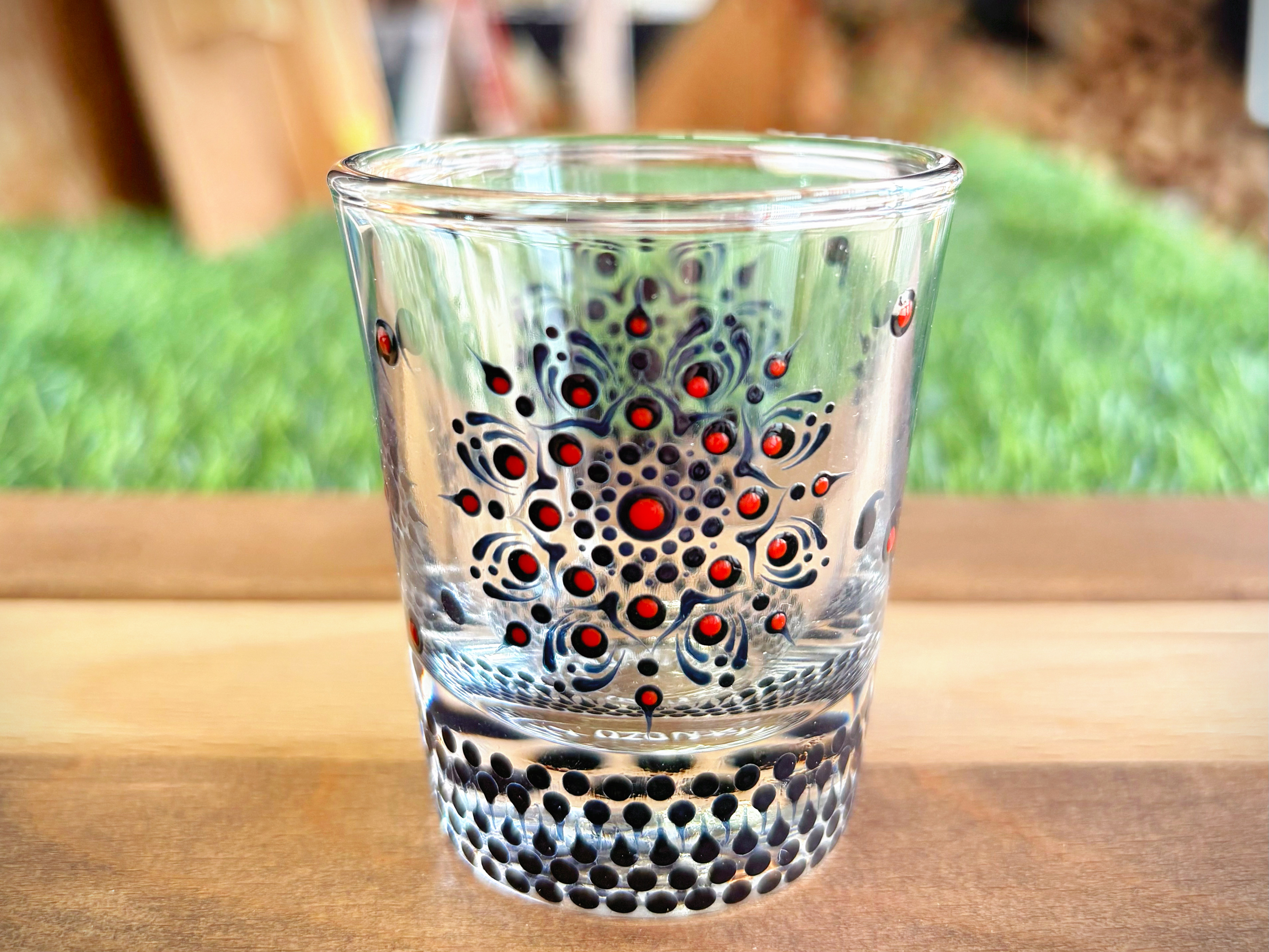 曼荼羅 ショットグラス　ブラック×レッド