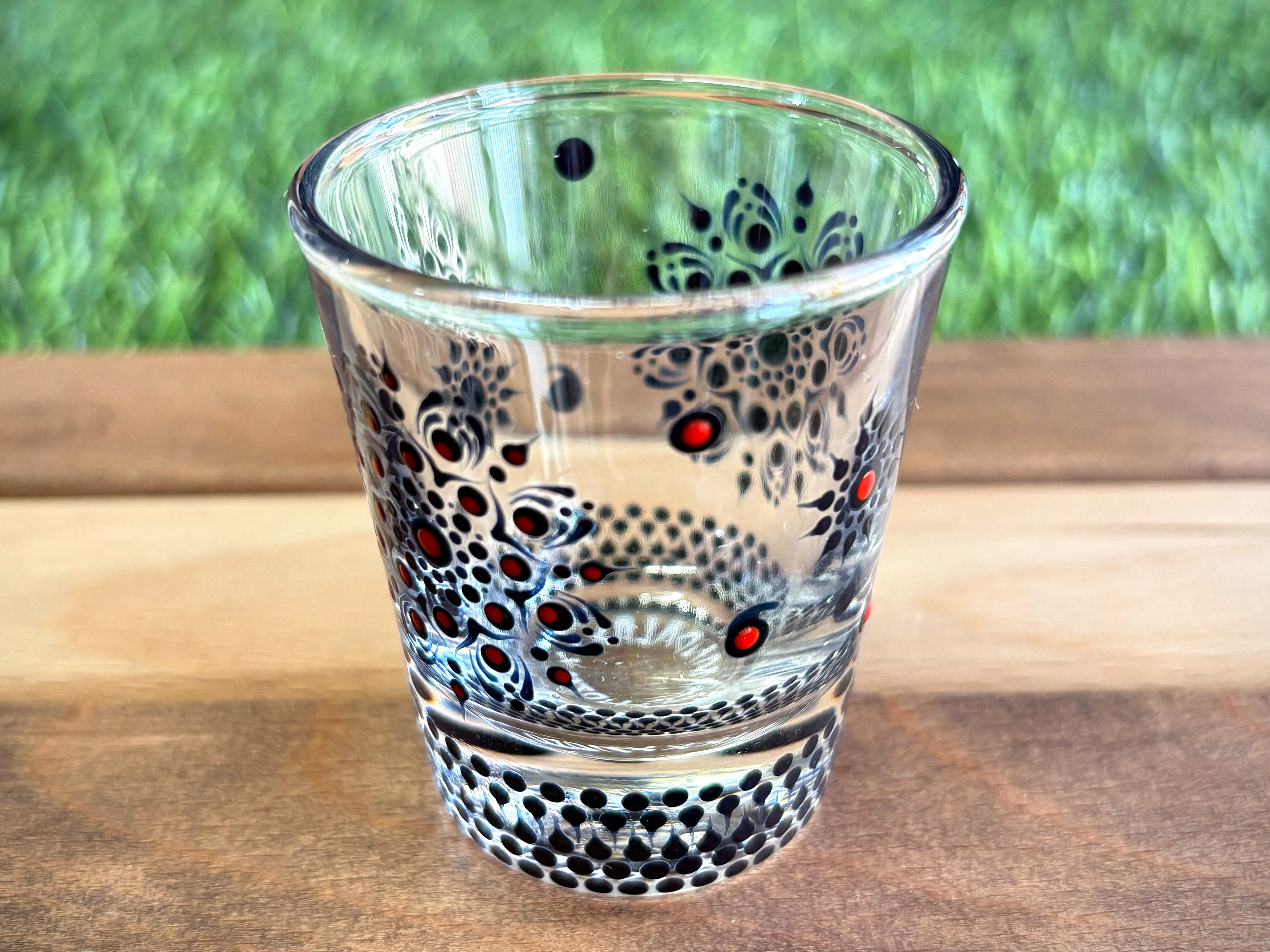 曼荼羅 ショットグラス　ブラック×レッド