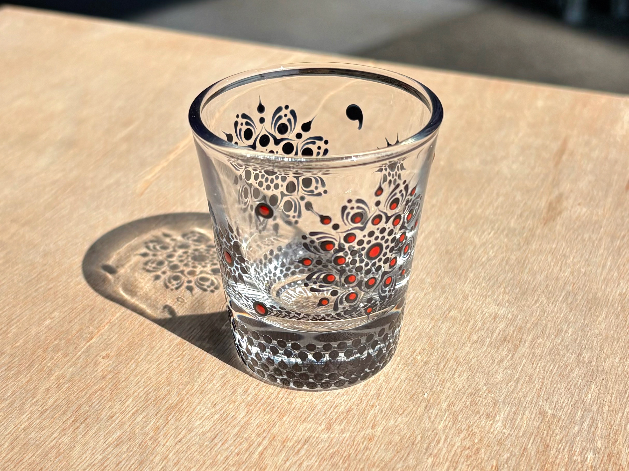 曼荼羅 ショットグラス　ブラック×レッド