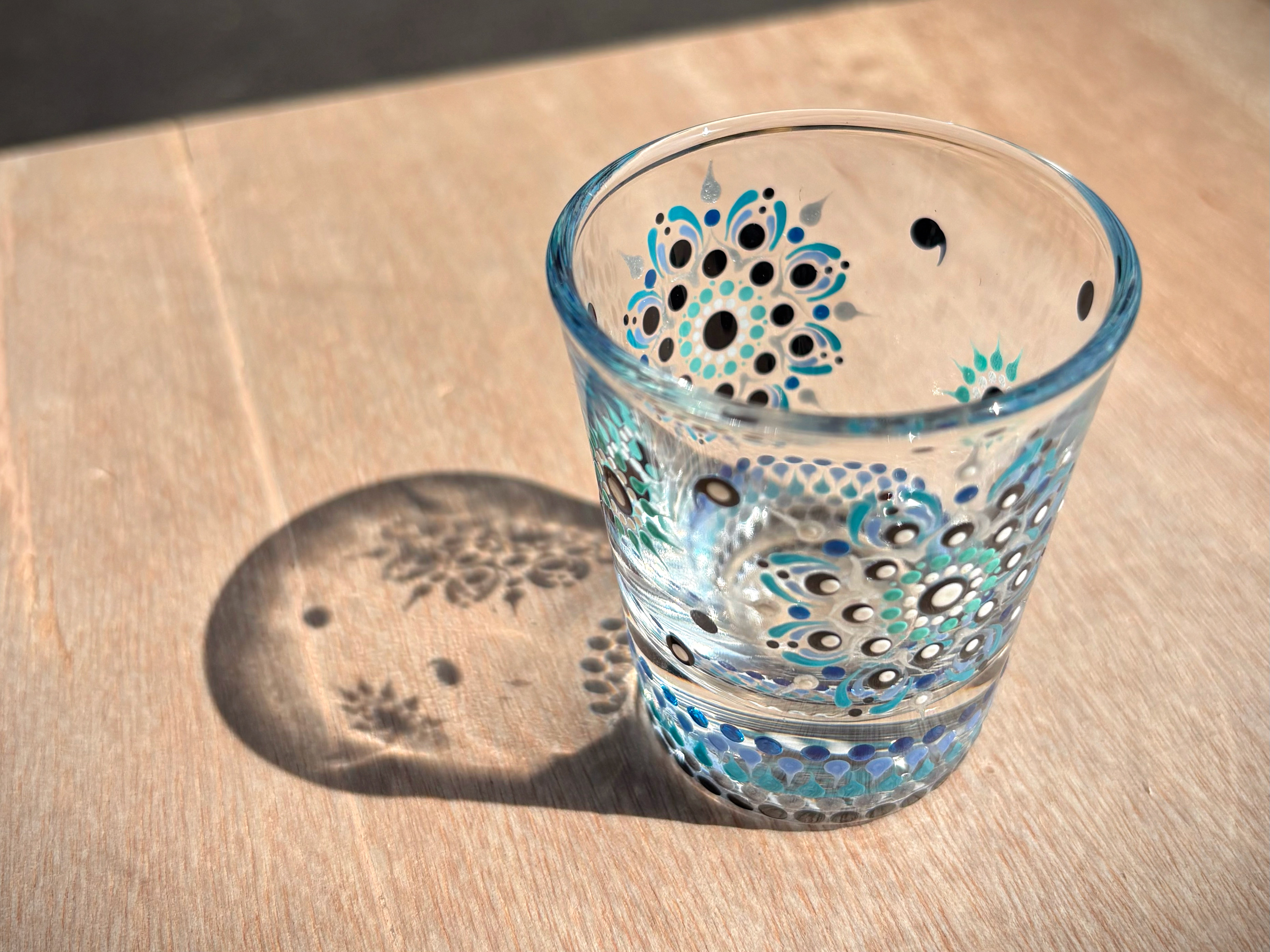 曼荼羅 ショットグラス　ブルー×ホワイト