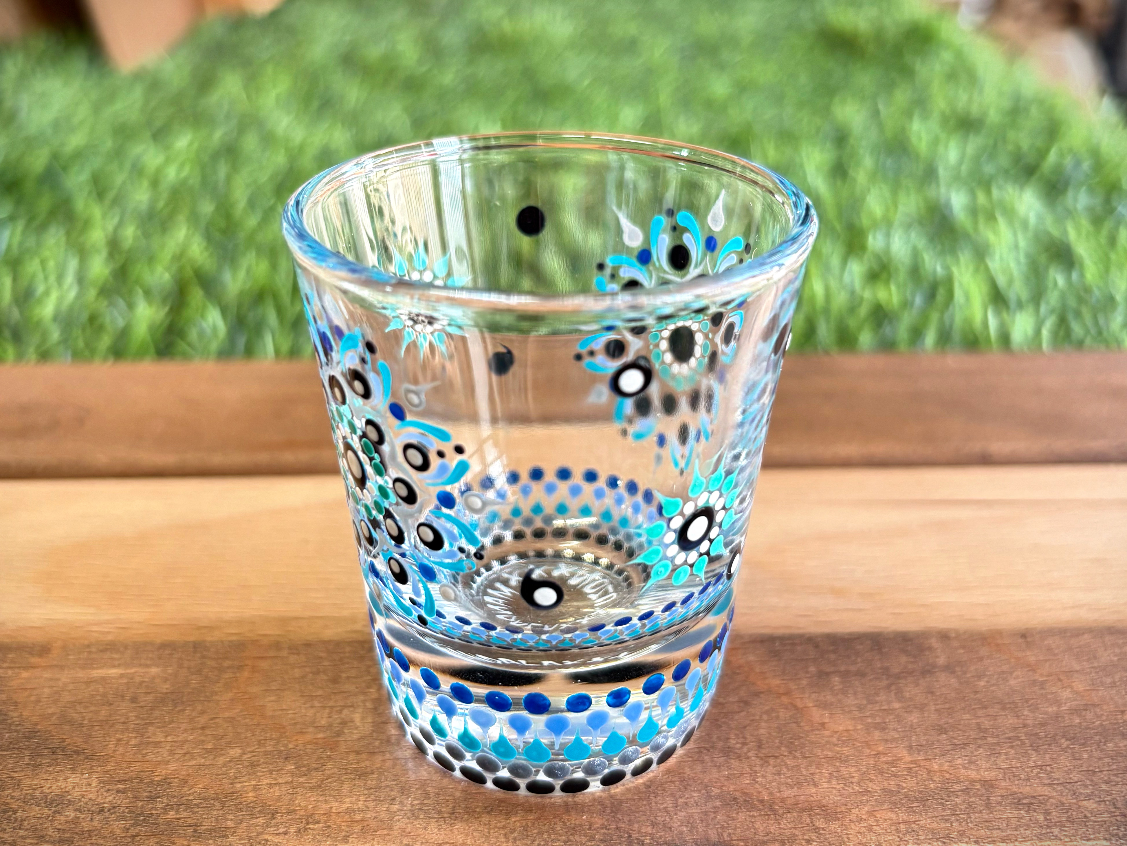 曼荼羅 ショットグラス　ブルー×ホワイト
