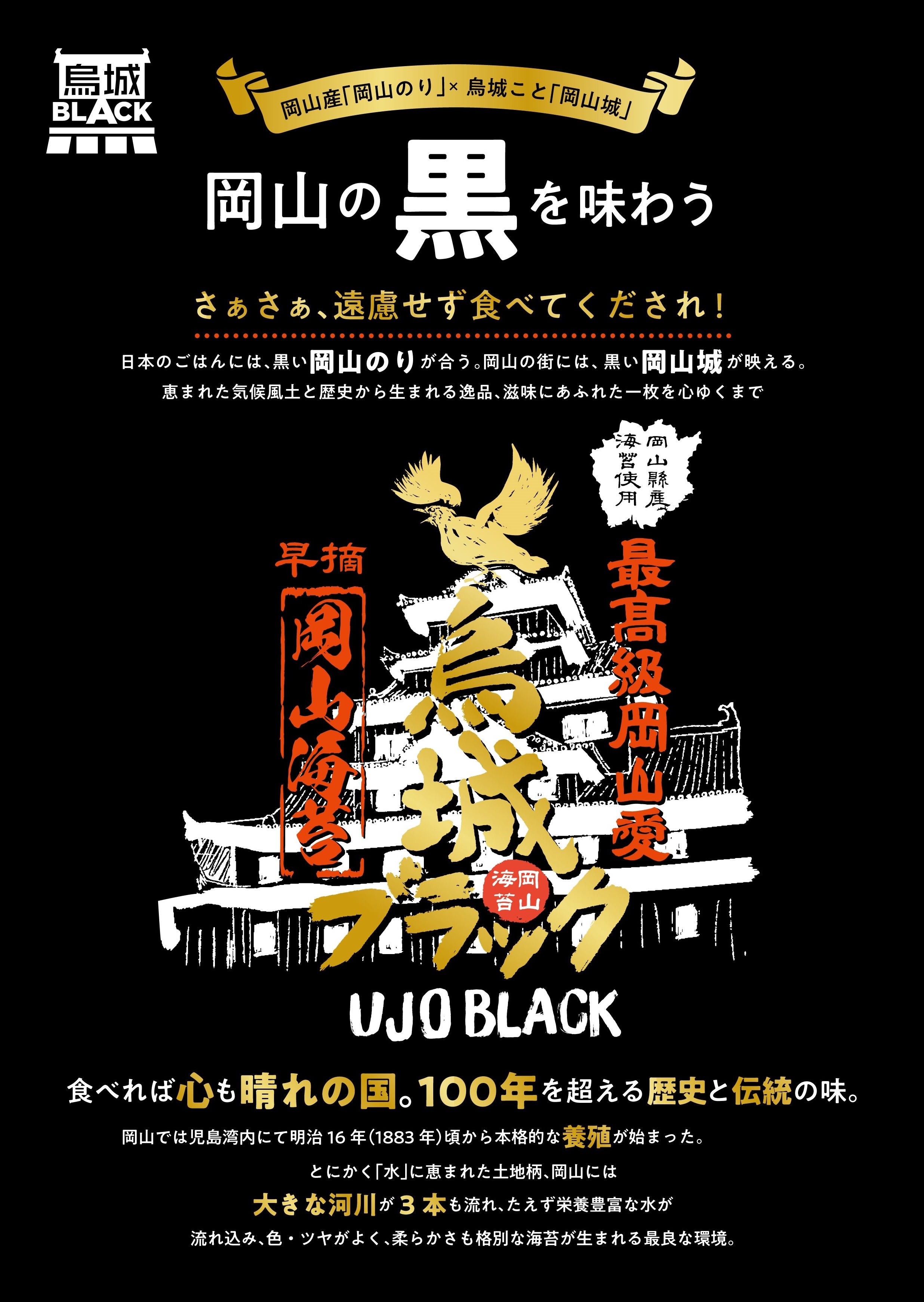 送料無料　岡山県産　烏城ブラック　焼のり　詰合せ